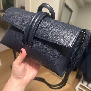 M. Gemi Francesca Convertible Crossbody Bag (Navy)-genuine Italian Leather